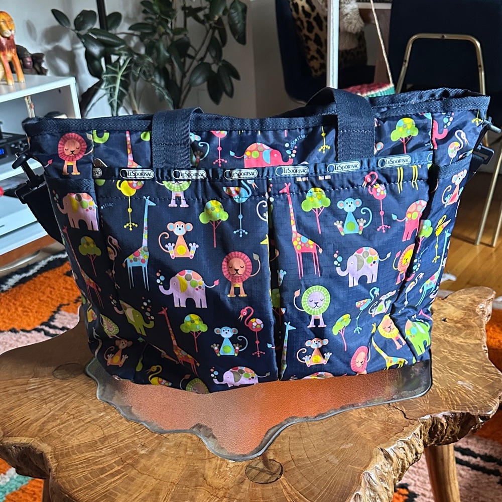 Lesportsac Navy Animal Print Tote